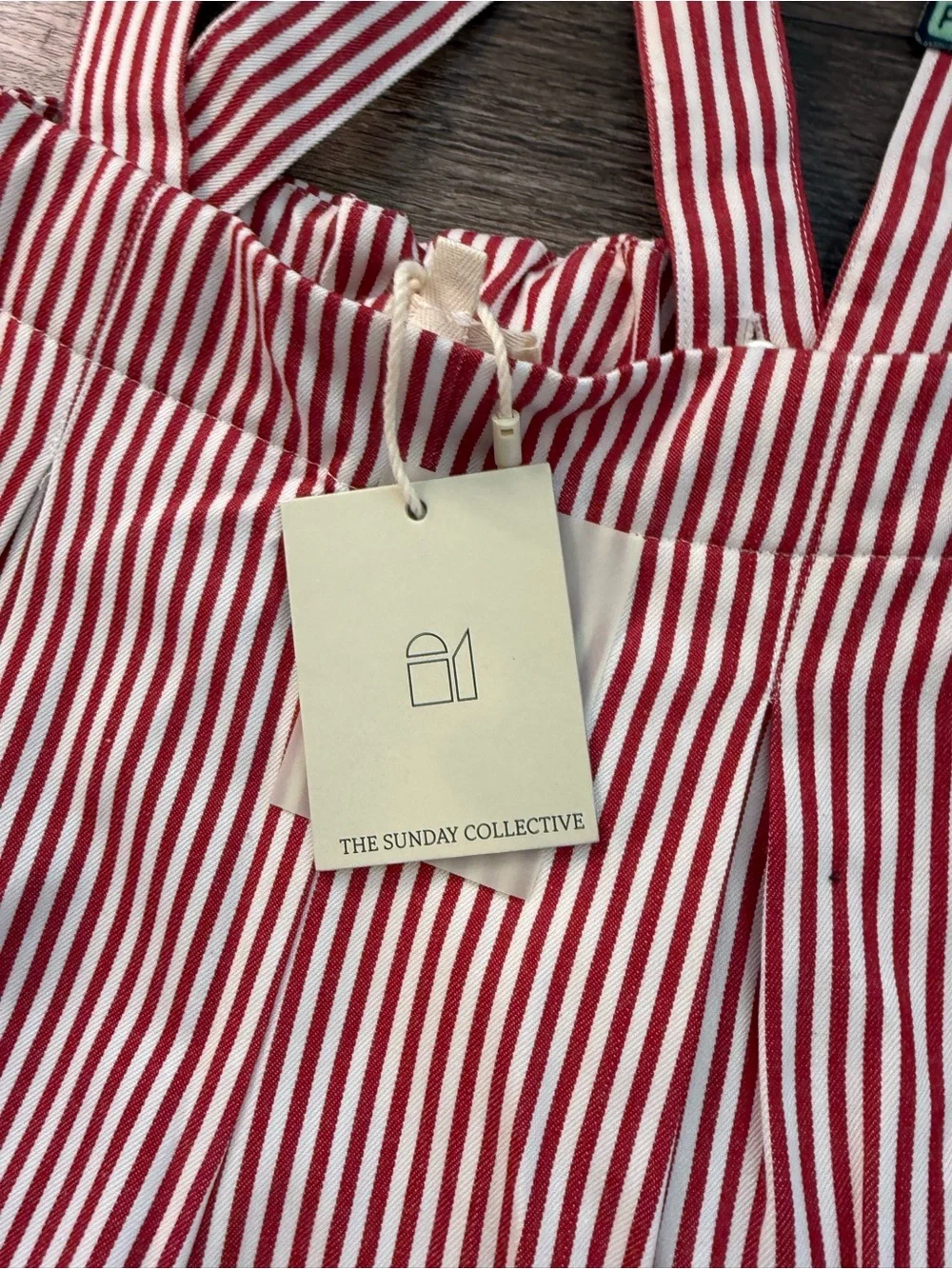 NWT The Sunday Collective Red and White Striped Overalls